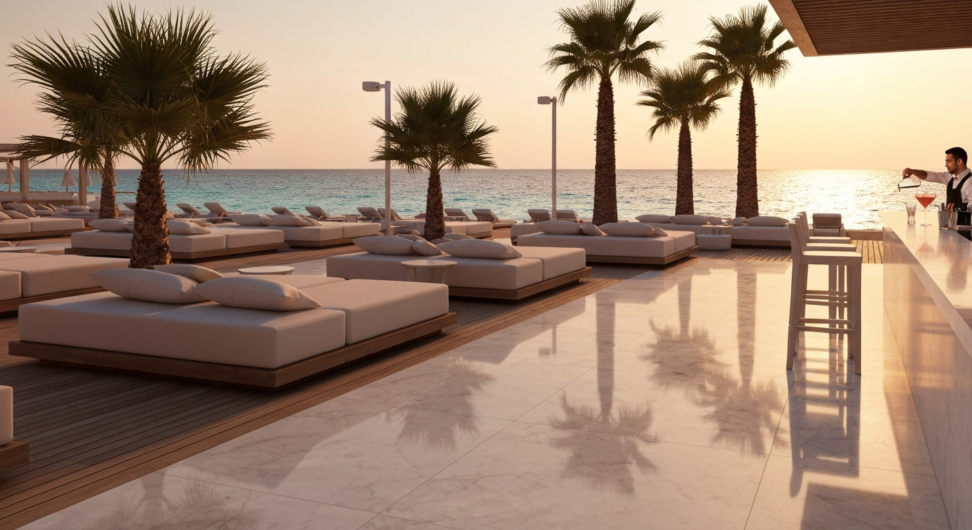 Beach Club zum Sonnenuntergang