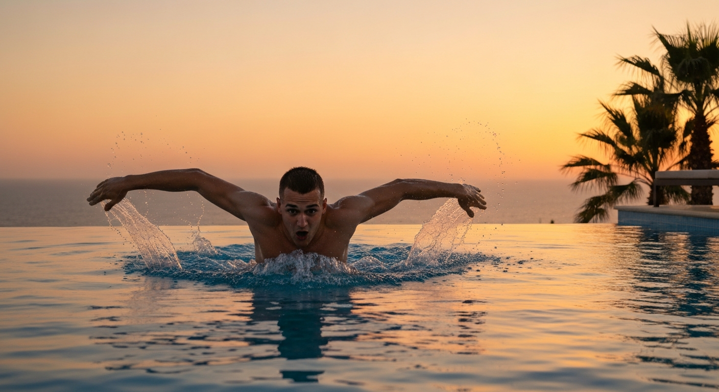Infinity-Pool im Sonnenaufgang