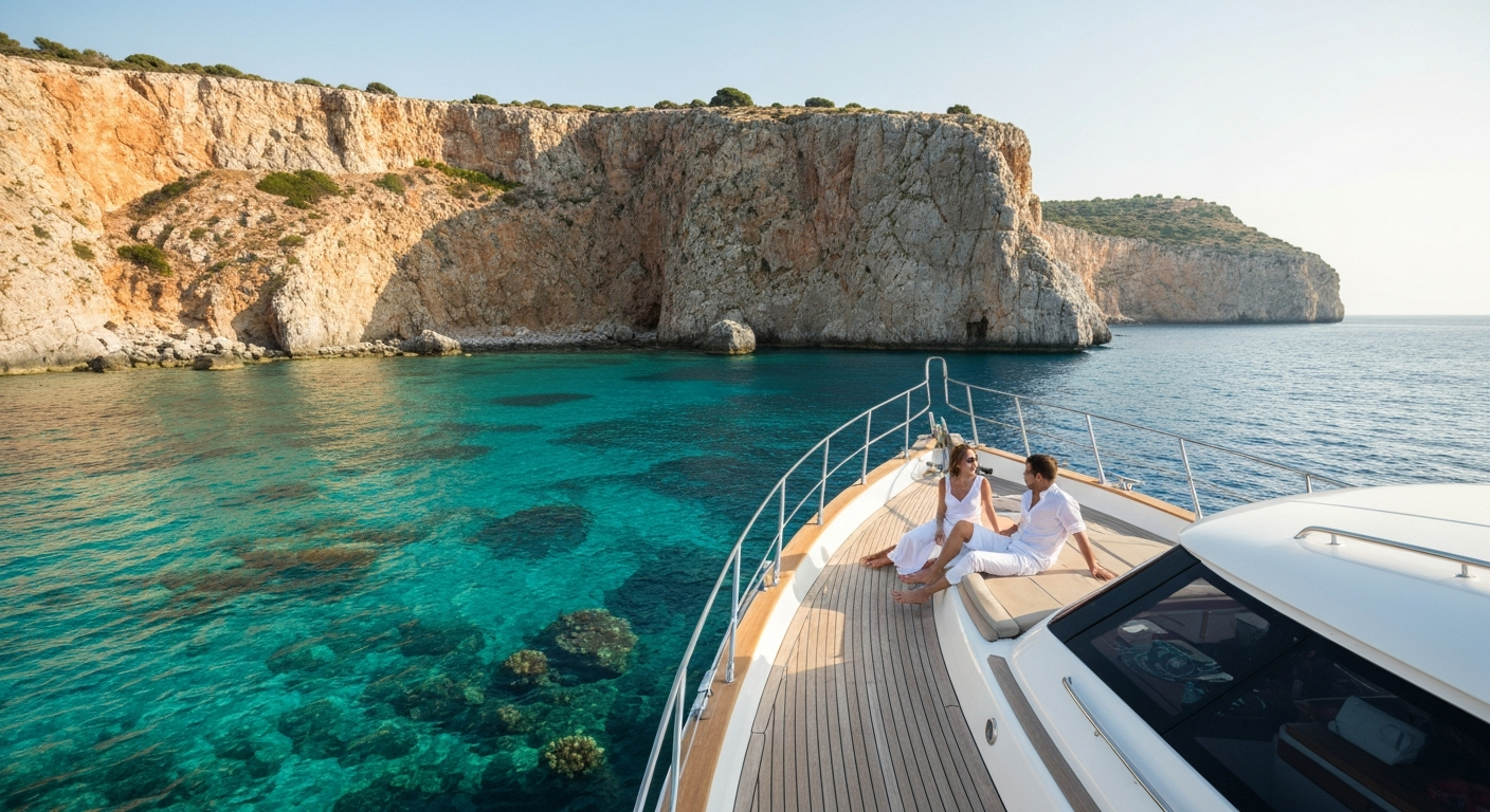 Yacht in türkiser Bucht
